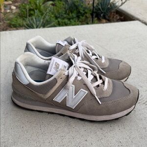 New Balance Gray and White 574 Shoes
